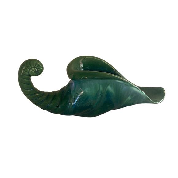 Mid Century XL Royal Haeger Glazed Ceramic Cornacupia Green Planter - Picture 1 of 6